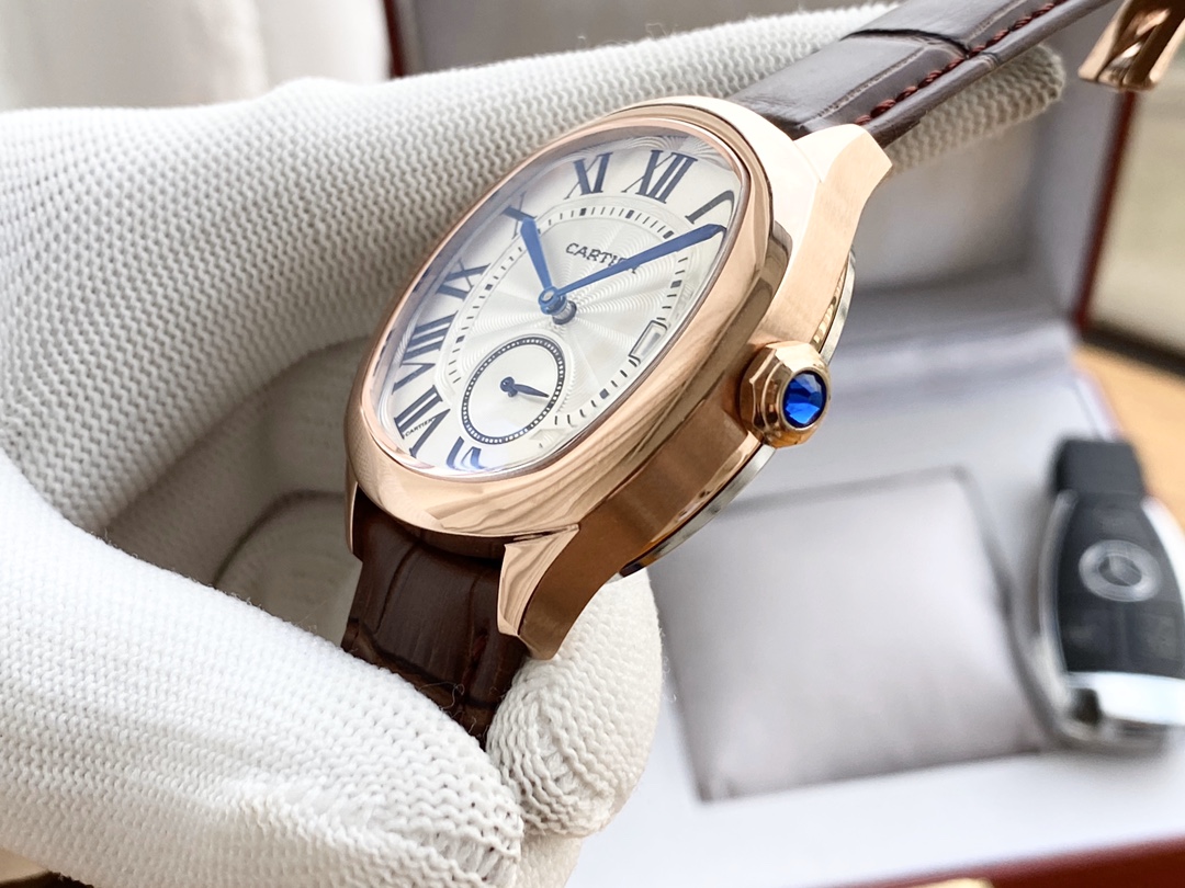 卡地亚-CARTIER DRIVE DE CARTIER 男士腕表 - 精钢与小牛皮の融合