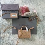 Luxury Fashion Replica Designers
 Balenciaga AAA+
 Crossbody & Shoulder Bags Apricot Color Gold Pink Sewing Calfskin Cowhide Crocodile Leather Mini