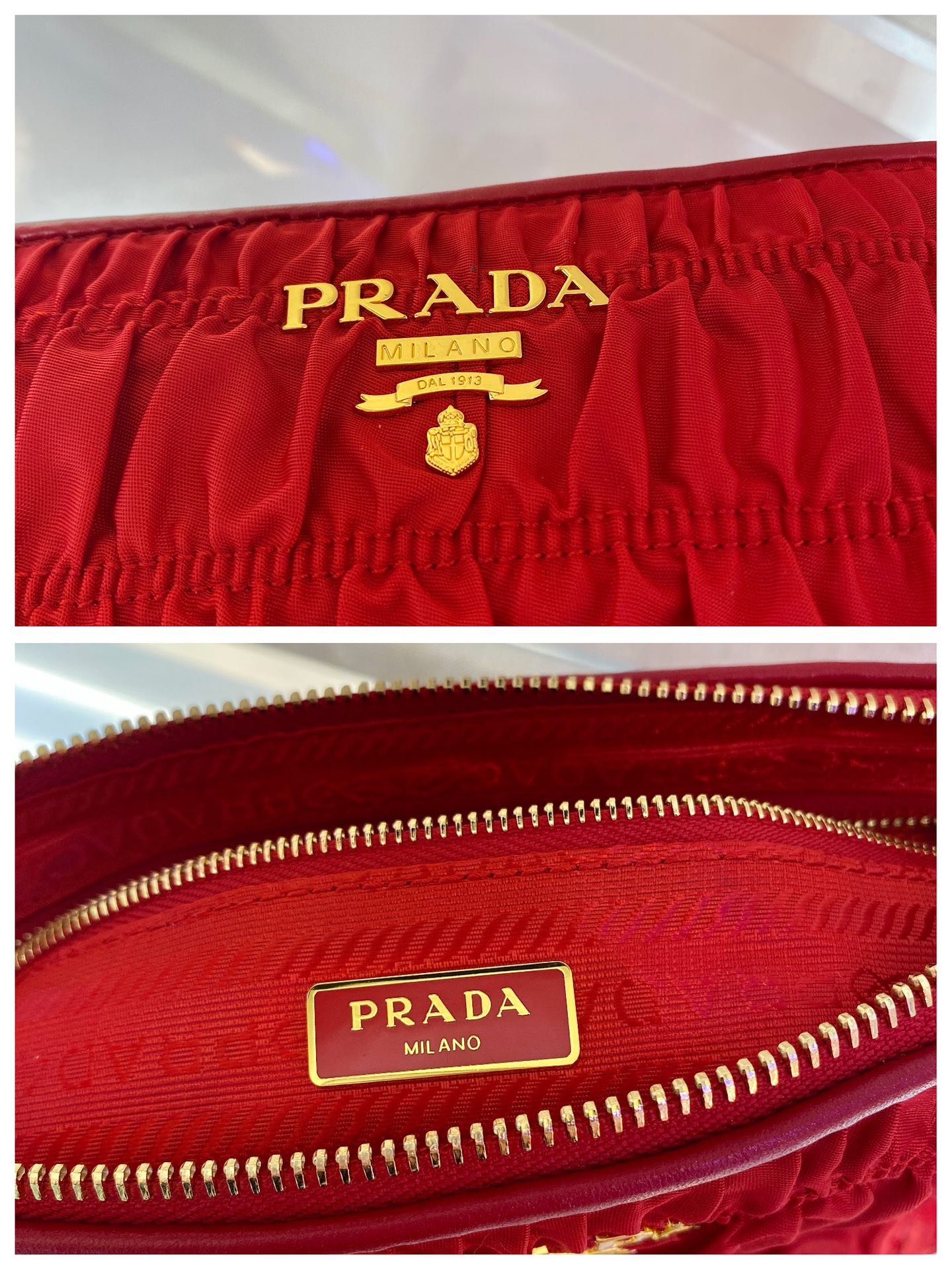 PRADA普拉达手工皱褶元素肩背包1BH171