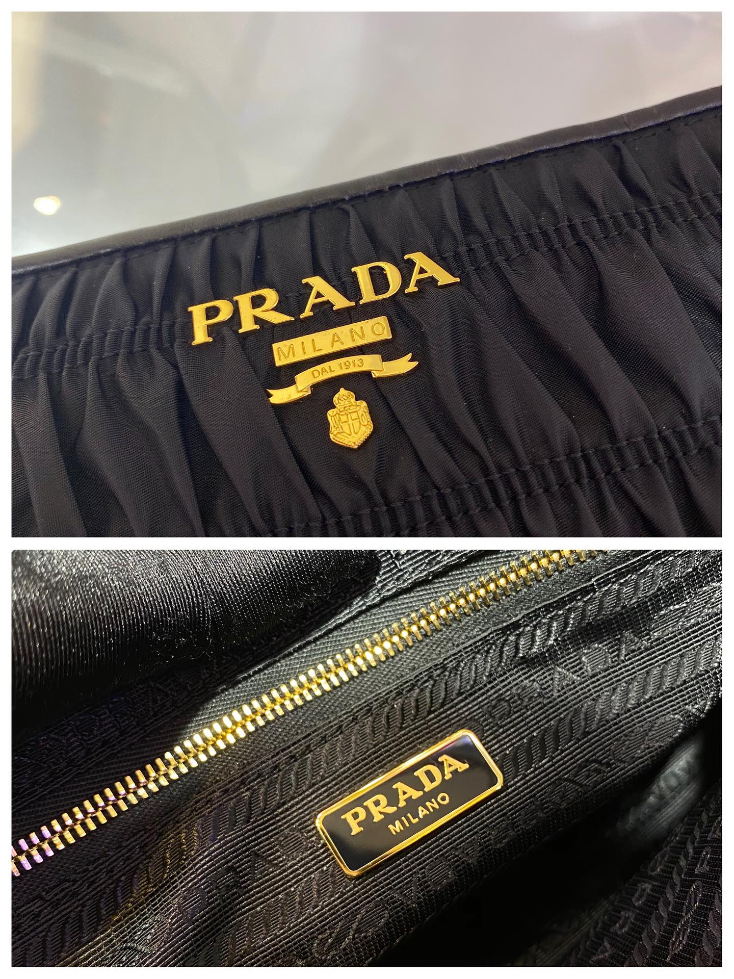 PRADA普拉达手工皱褶元素肩背包1BH171
