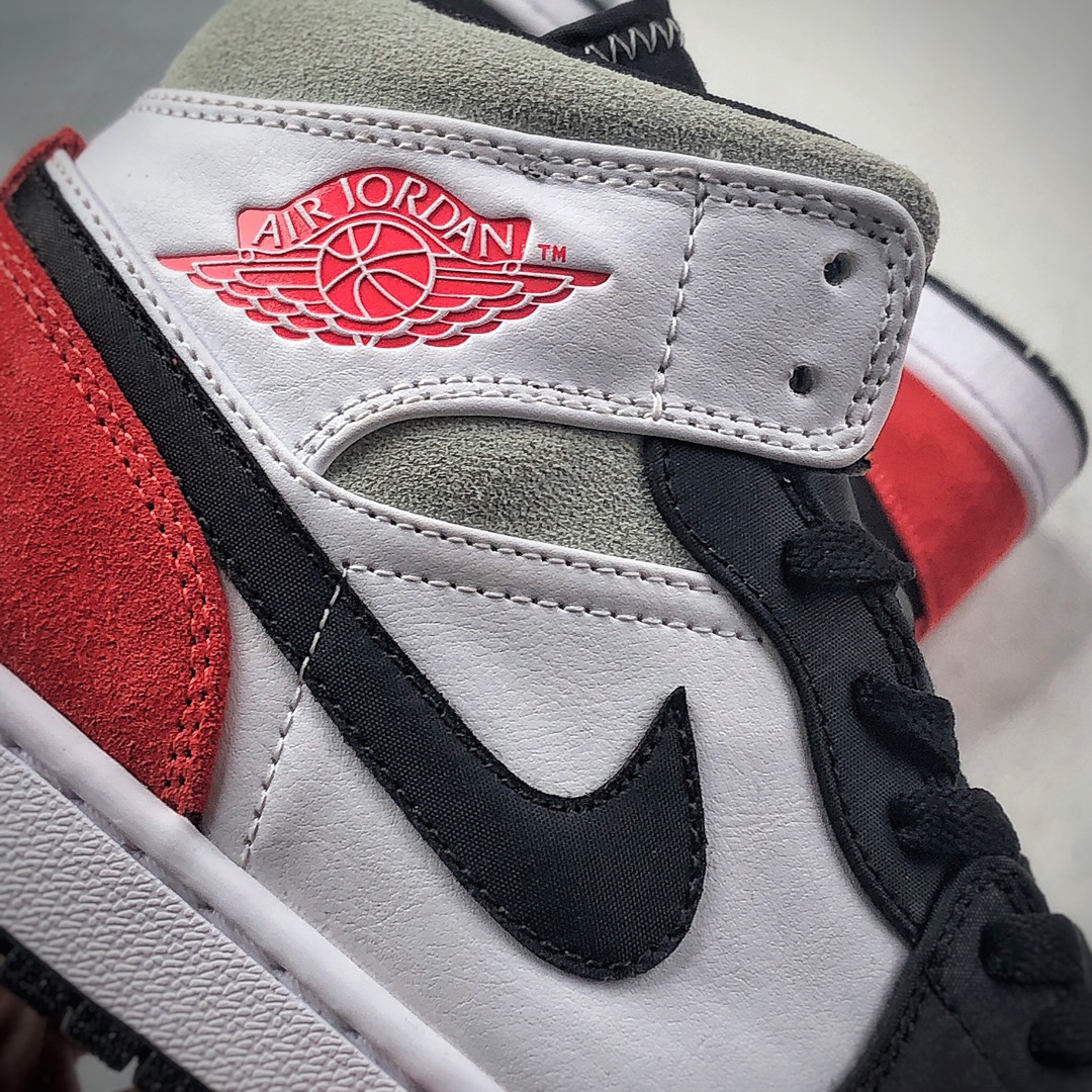 260 Air Jordan 1 Mid SE”Track Red/Union”AJ1乔丹一代中帮经典复古文化休闲运动篮球鞋“小Union黑白红茶灰” 货号：852542-100