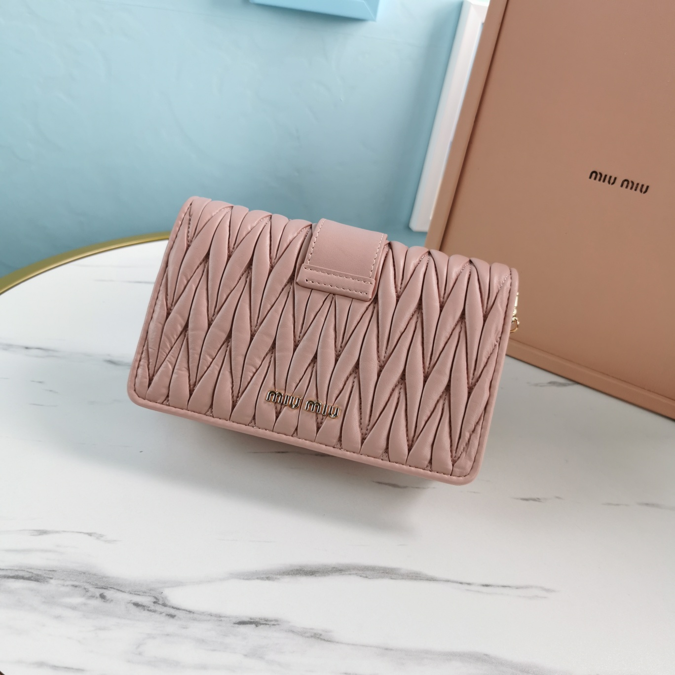 MIU MIU缪缪Matelasse顶级进口小羊皮圆环小雏菊钻扣单肩斜挎包5BH095