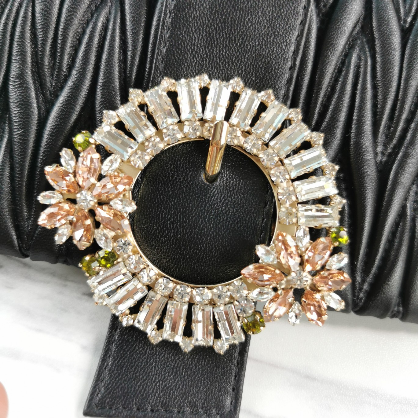 MIU MIU缪缪Matelasse顶级进口小羊皮圆环小雏菊钻扣单肩斜挎包5BH095