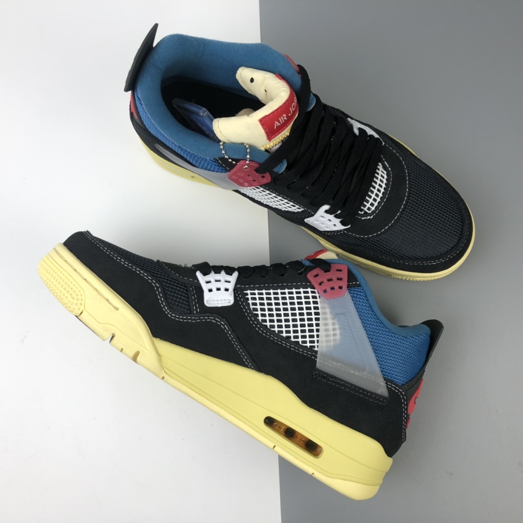 480 洛杉矶知名店铺Union LA x Nike Air Jordan 4 Retro SP”Off Noir”迈克尔·乔丹AJ4代中帮复古休闲运动文化篮球鞋“骑士黑蓝红棕黄”DC9533-001