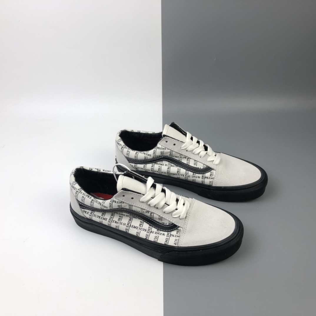 160 Supreme x Vans Old Skool Pro 联名系列2020白黑低帮休闲板鞋 VN0A45JC2YV