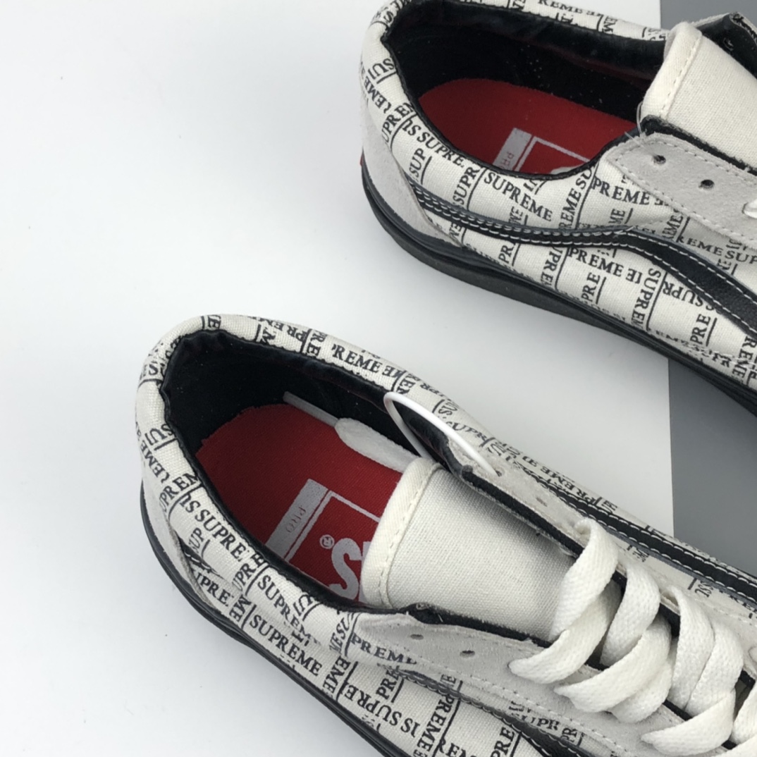 160 Supreme x Vans Old Skool Pro 联名系列2020白黑低帮休闲板鞋 VN0A45JC2YV