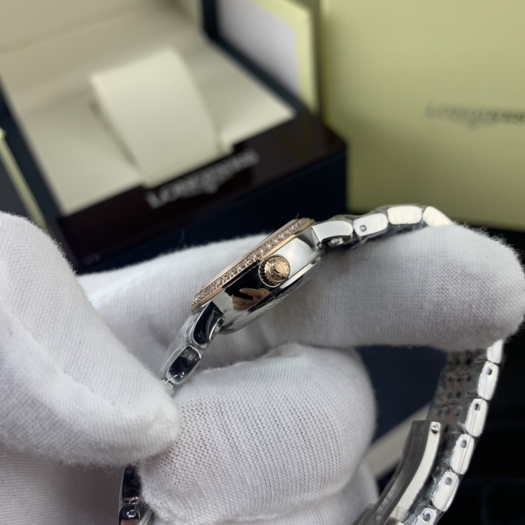 Longines 皇家 浪琴博雅玫瑰金镶钻女表