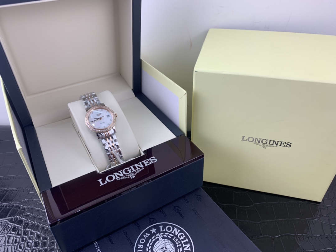 Longines 皇家 浪琴博雅玫瑰金镶钻女表