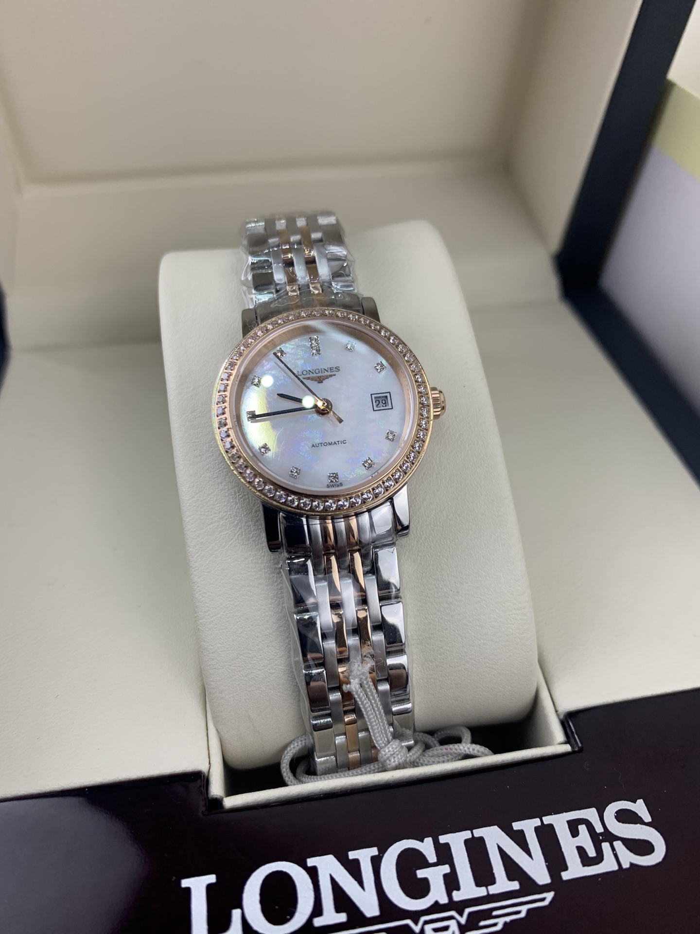 Longines 皇家 浪琴博雅玫瑰金镶钻女表