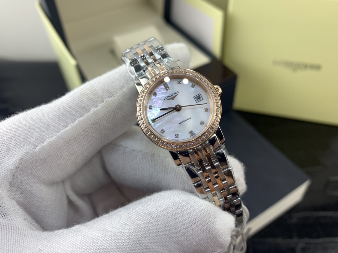 Longines 皇家 浪琴博雅玫瑰金镶钻女表