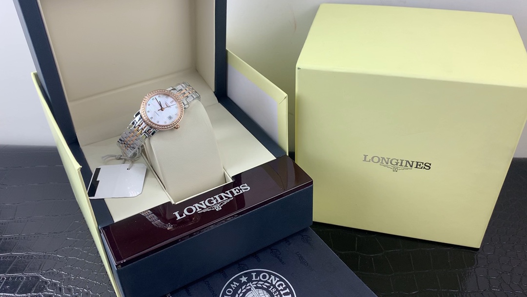 Longines 皇家 浪琴博雅玫瑰金镶钻女表视频欣赏