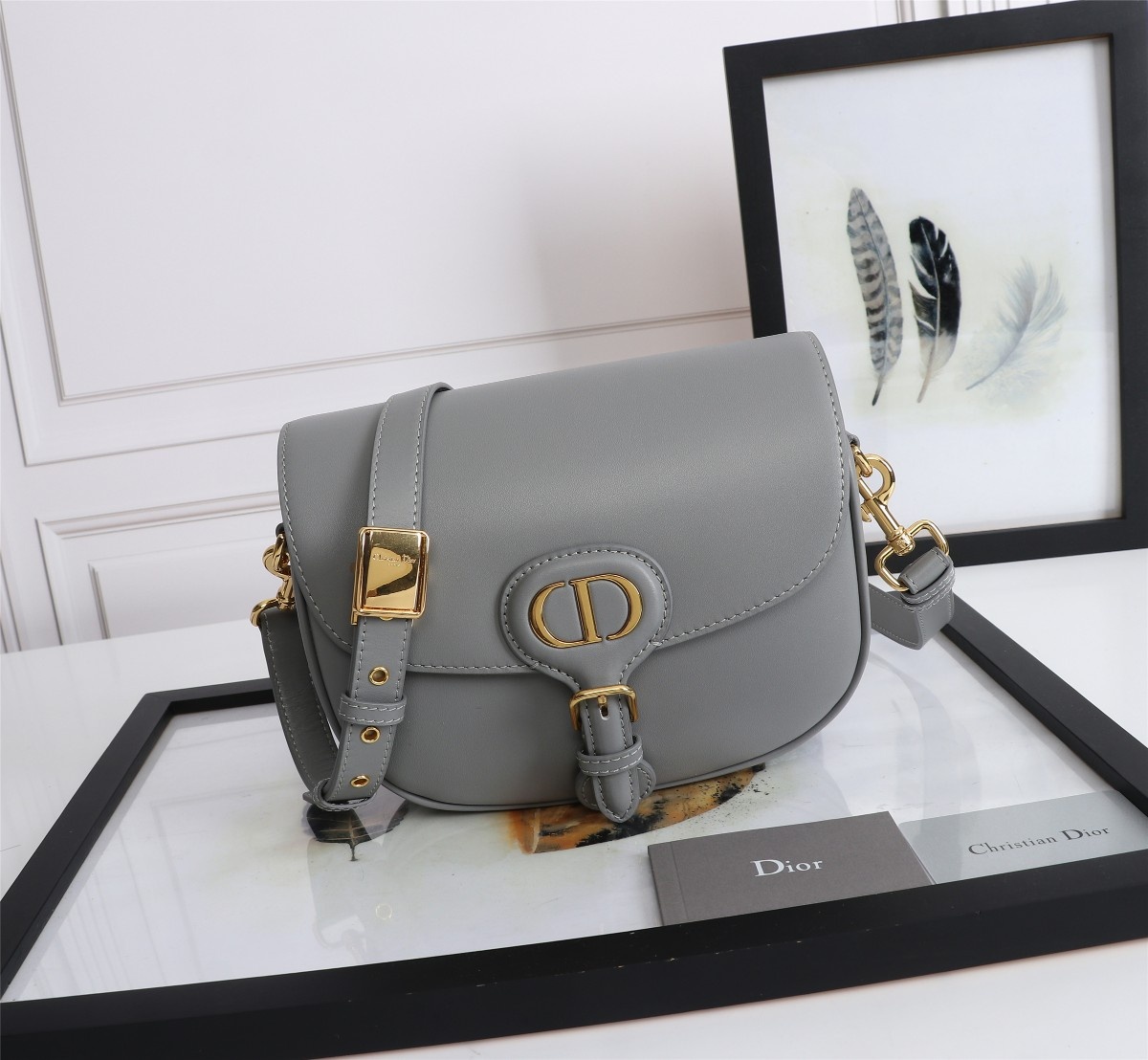 mirror quality
 Dior Handbags Crossbody & Shoulder Bags Gold Grey Stone Gray Embroidery Vintage Cowhide