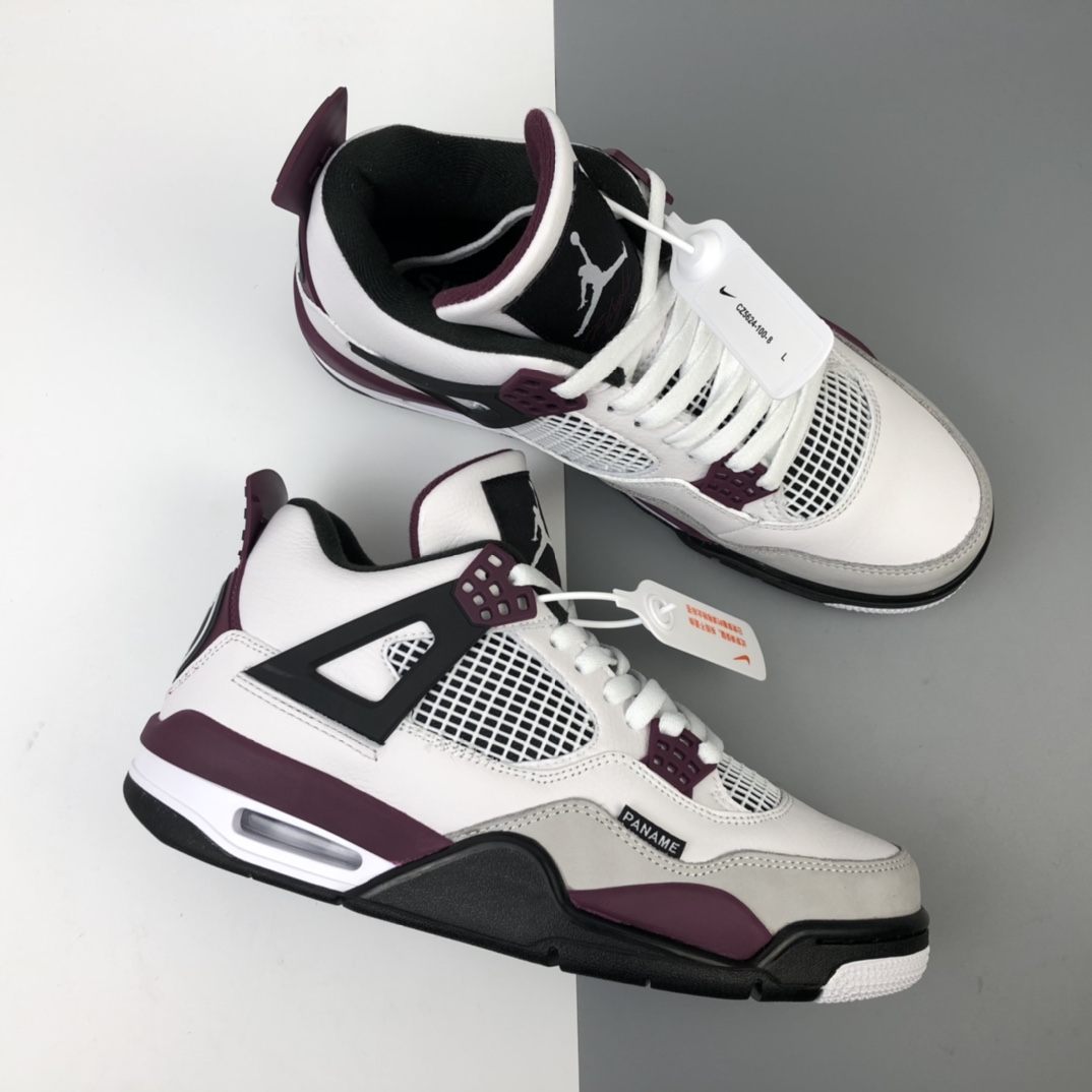 420 Air Jordan 4 Retro PSG AJ4 乔4 大巴黎 全头层白紫红色 巴黎圣日尔曼联名 CZ5624-100