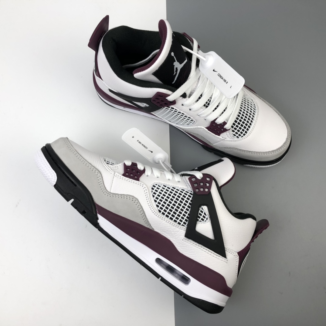 420 Air Jordan 4 Retro PSG AJ4 乔4 大巴黎 全头层白紫红色 巴黎圣日尔曼联名 CZ5624-100