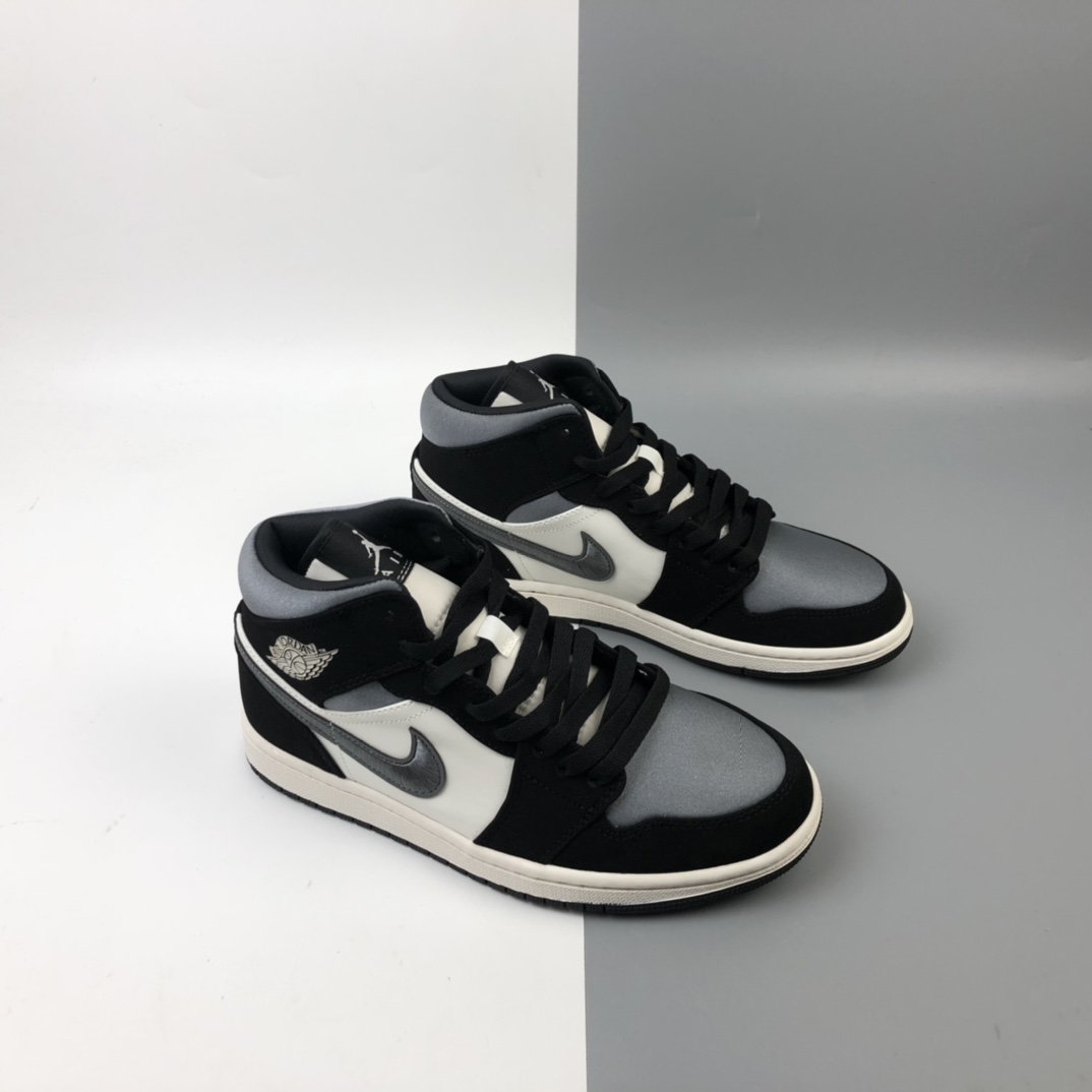 260 Air Jordan AJ1 Mid SE AJ1中帮休闲运动板鞋 黑灰丝绸伯爵 852542-011
