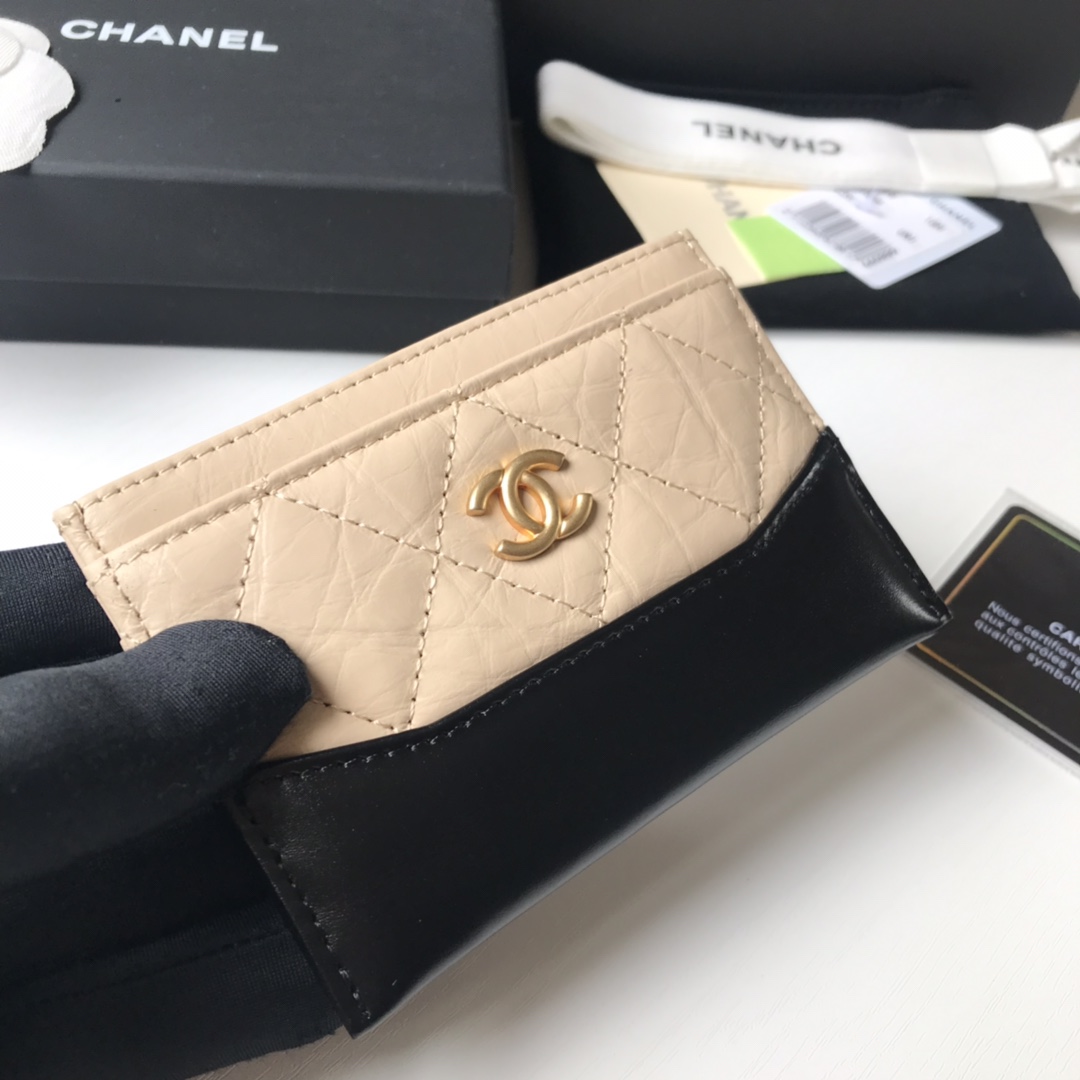 Chanel 19系列新品 流浪包菱格 胎牛皮拼色卡包