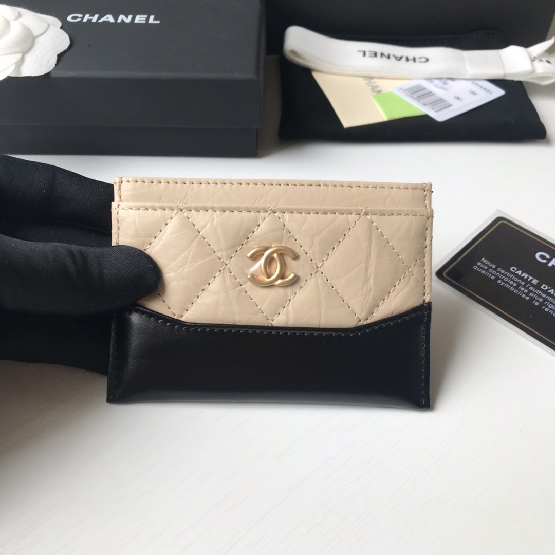 Chanel 19系列新品 流浪包菱格 胎牛皮拼色卡包