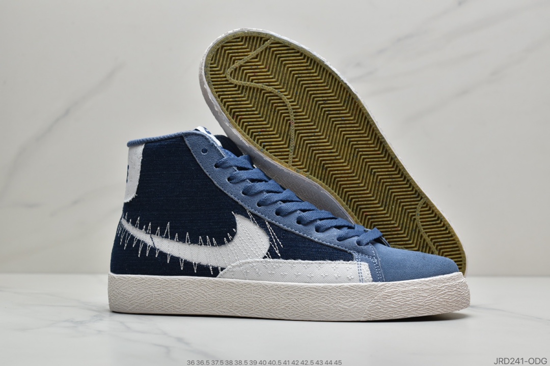 210 Nike SB Blazer Mid Premium”Sashiko Sesame”耐克 开拓者中帮休闲板鞋「卡其丹宁/深蓝白 刺子绣」货号：CT0715-400