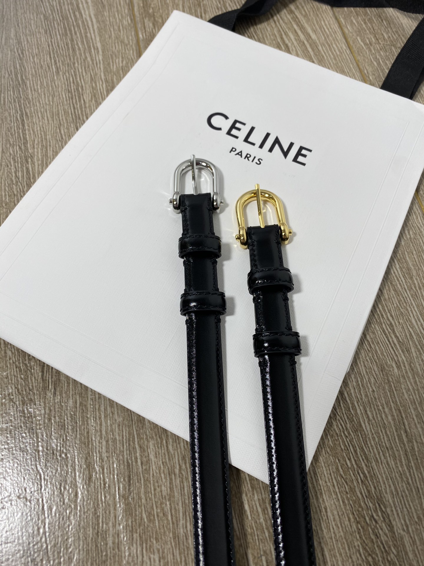 [Celine Belts]Polished metal high-quality pin buckle low-key luxury