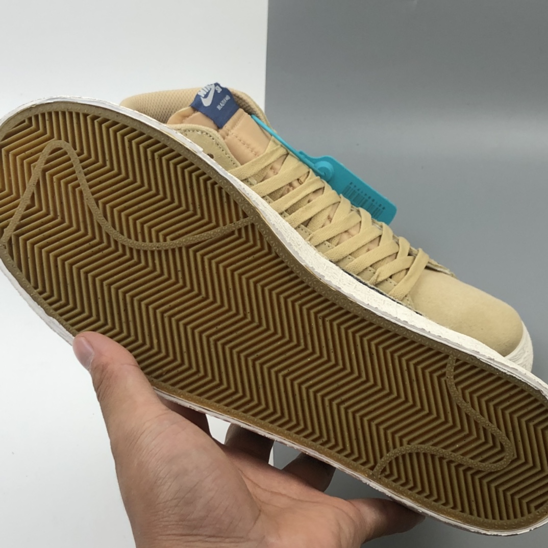 200 Nike SB Blazer Mid Premium”Sashiko Sesame”经典开拓木屑纹中帮百搭休闲运动板鞋“卡其丹宁深蓝白刺子绣” CT0715-200