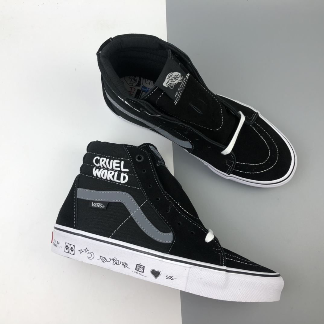 160 Vans x Sk8-Hi BMX Pro Cult 联名支线 涂鸦反光高帮休闲板鞋 VN000VHGUHU