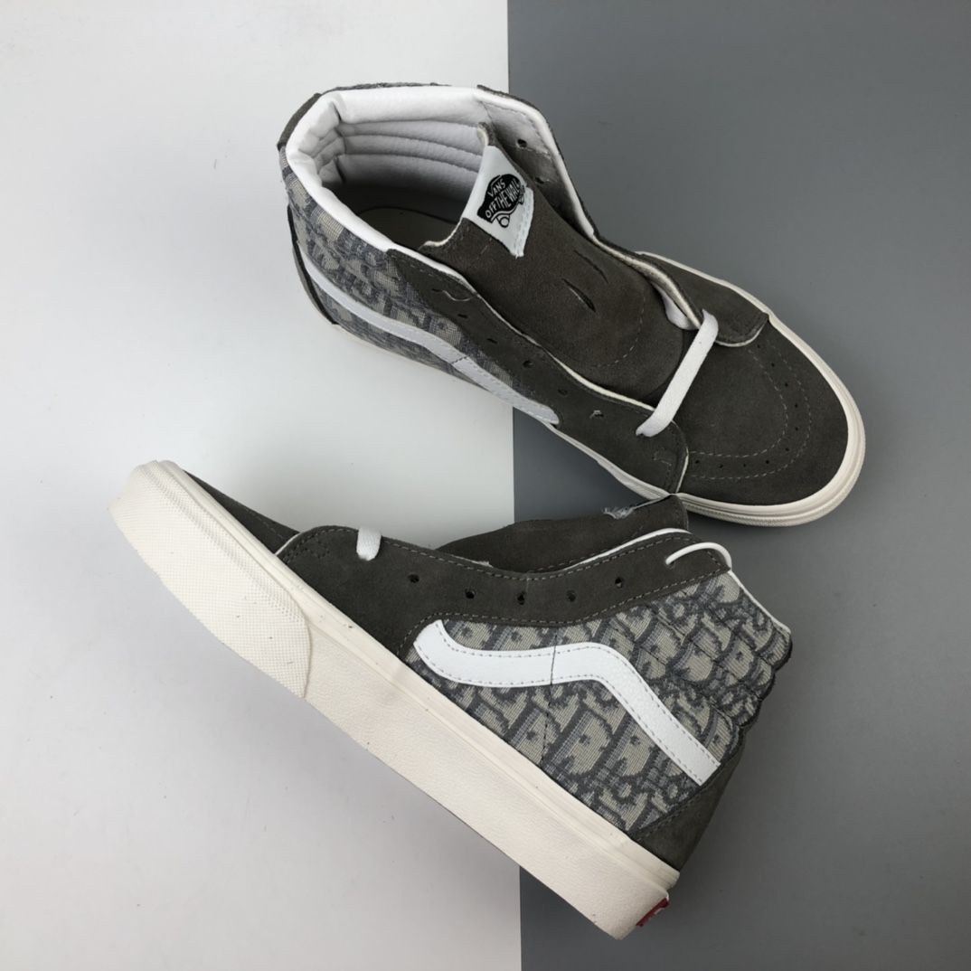 170 Dior x Vans Sk8-Hi 万斯高帮迪奥联名“岩石灰刺绣CD重影”鲜美系列帆布硫化板鞋 VN0A3WSDRH25