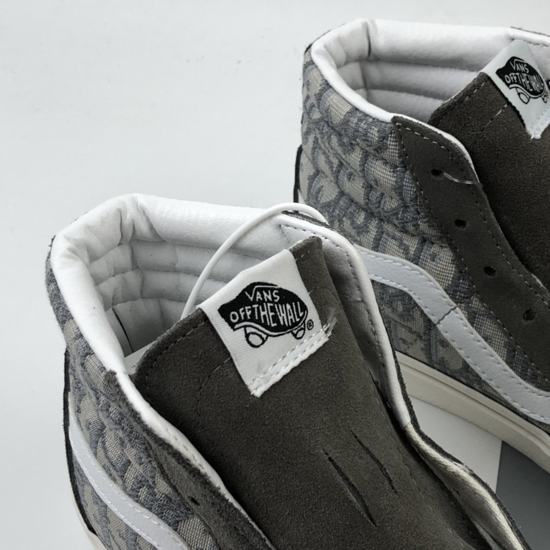 170 Dior x Vans Sk8-Hi 万斯高帮迪奥联名“岩石灰刺绣CD重影”鲜美系列帆布硫化板鞋 VN0A3WSDRH25