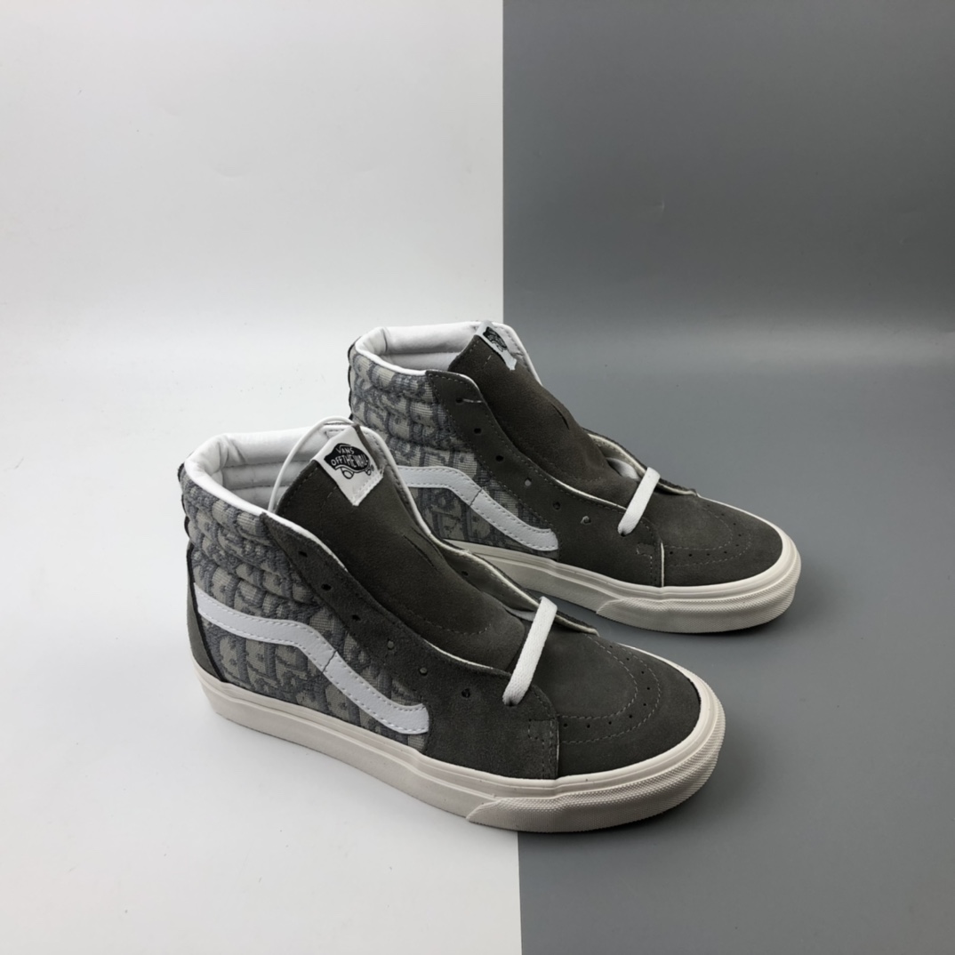 170 Dior x Vans Sk8-Hi 万斯高帮迪奥联名“岩石灰刺绣CD重影”鲜美系列帆布硫化板鞋 VN0A3WSDRH25