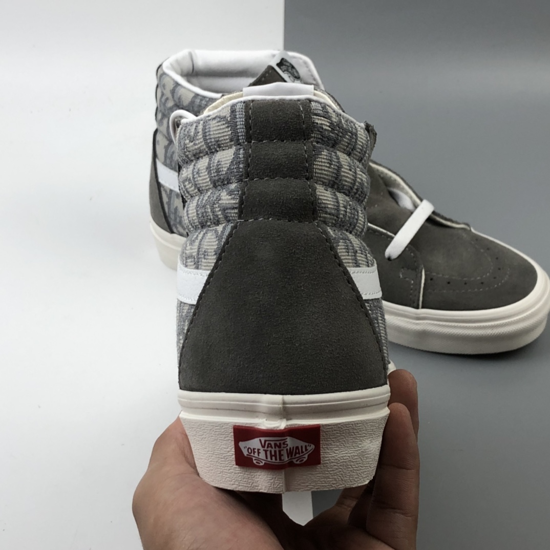 170 Dior x Vans Sk8-Hi 万斯高帮迪奥联名“岩石灰刺绣CD重影”鲜美系列帆布硫化板鞋 VN0A3WSDRH25
