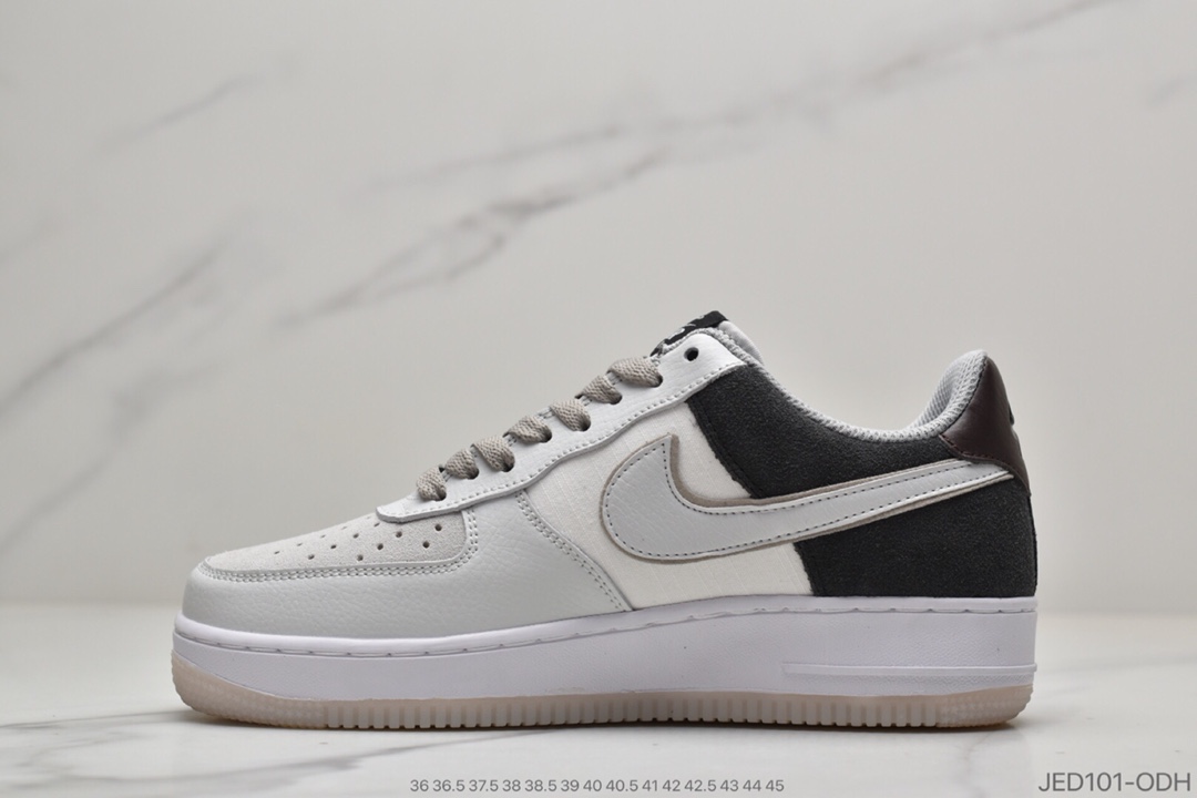 150 耐克Nike Air Force 1 '07”Grey White Brown”空军一号运动板鞋白灰拼接网面褐棕”AO2425-001