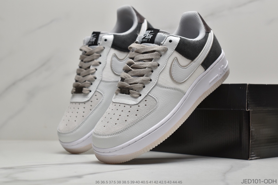 150 耐克Nike Air Force 1 '07”Grey White Brown”空军一号运动板鞋白灰拼接网面褐棕”AO2425-001