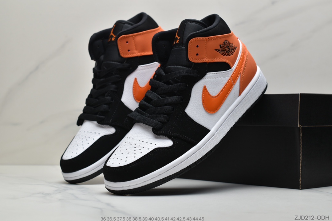 240 公司级耐克Nike Jordan 1 Mid ”Shattered Backboard”AJ1乔丹一代中帮经典复古文化休闲运动篮球鞋“黑白橙扣碎篮板”554724-058