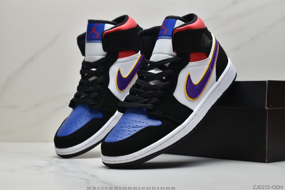 240 公司级耐克Nike Jordan 1 Mid ”Shattered Backboard”AJ1乔丹一代中帮经典复古文化休闲运动篮球鞋“黑白橙扣碎篮板”554724-058