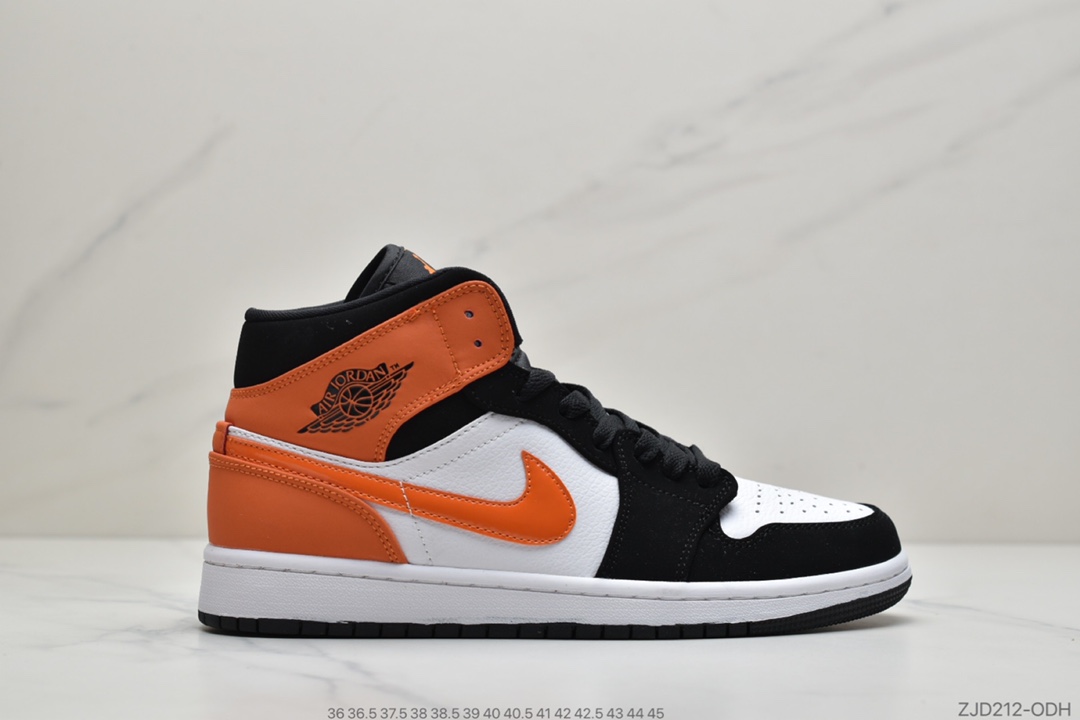 240 公司级耐克Nike Jordan 1 Mid ”Shattered Backboard”AJ1乔丹一代中帮经典复古文化休闲运动篮球鞋“黑白橙扣碎篮板”554724-058
