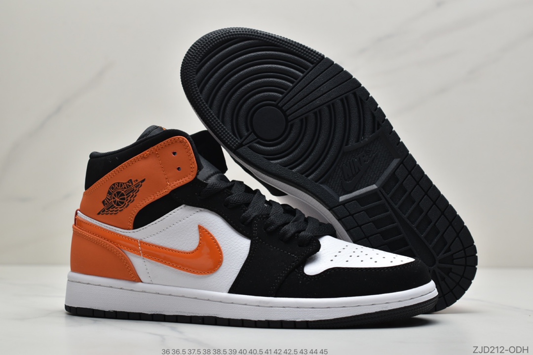 240 公司级耐克Nike Jordan 1 Mid ”Shattered Backboard”AJ1乔丹一代中帮经典复古文化休闲运动篮球鞋“黑白橙扣碎篮板”554724-058