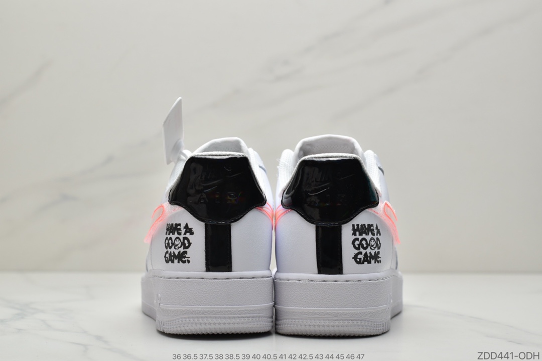 230 公司级耐克Nike Air Force 1’07”Have A Good Game”空军一号经典低帮百搭休闲运动板鞋“皮革白黑炫彩PVC魔术贴”DC0710-191