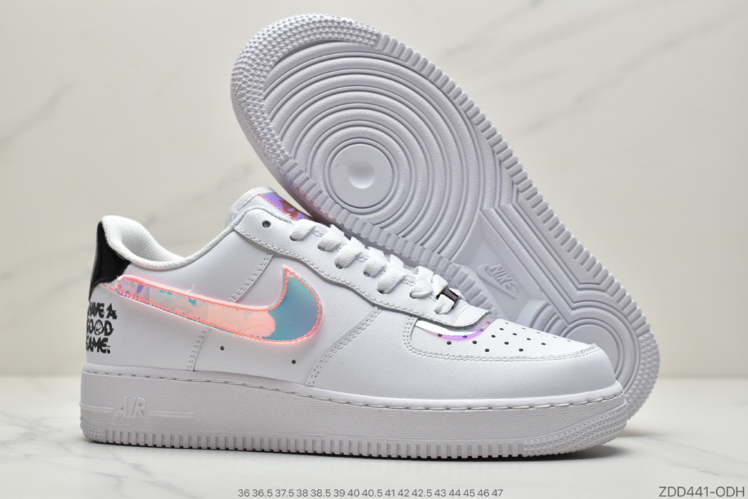 230 公司级耐克Nike Air Force 1’07”Have A Good Game”空军一号经典低帮百搭休闲运动板鞋“皮革白黑炫彩PVC魔术贴”DC0710-191