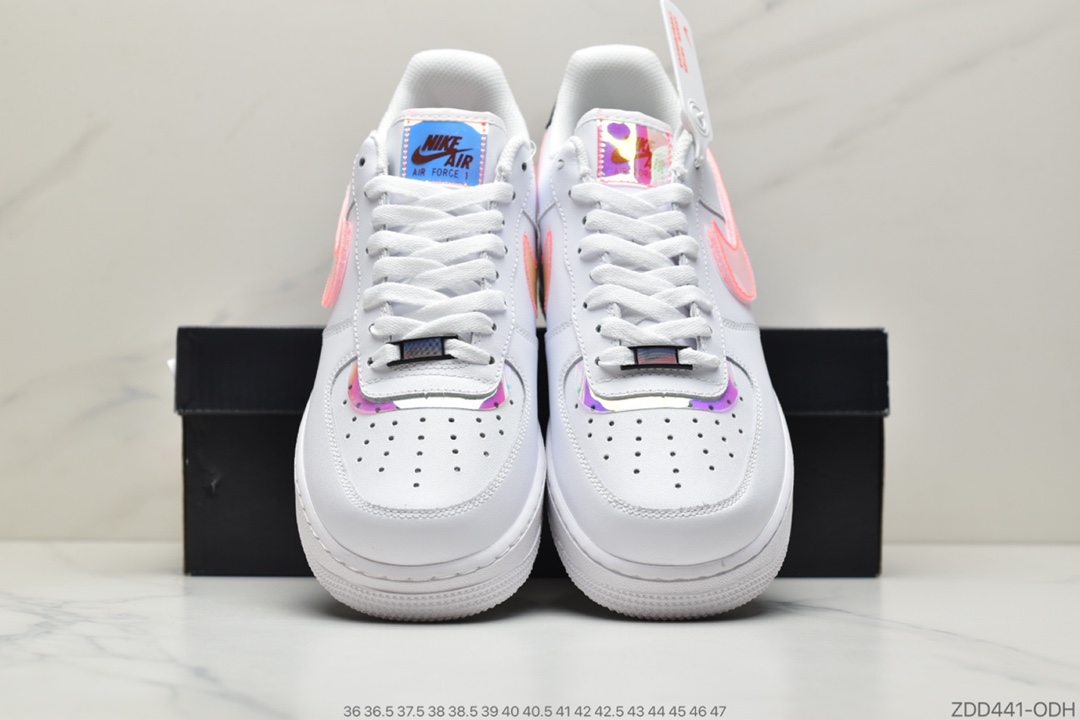 230 公司级耐克Nike Air Force 1’07”Have A Good Game”空军一号经典低帮百搭休闲运动板鞋“皮革白黑炫彩PVC魔术贴”DC0710-191