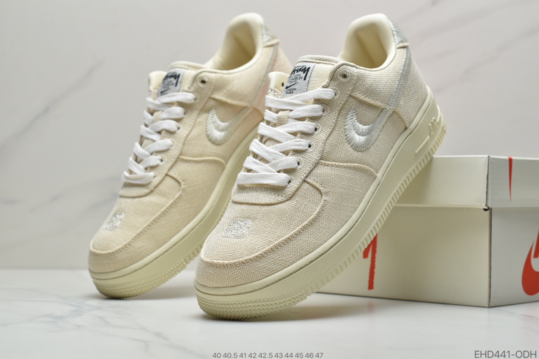 400 公司级男鞋美国元祖街头潮牌Stussy斯图西 x Nike Air Force 1 '07 Low”Black Cool”空军低帮经典百搭休闲运动板鞋CZ9084-200