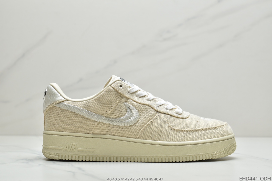 400 公司级男鞋美国元祖街头潮牌Stussy斯图西 x Nike Air Force 1 '07 Low”Black Cool”空军低帮经典百搭休闲运动板鞋CZ9084-200