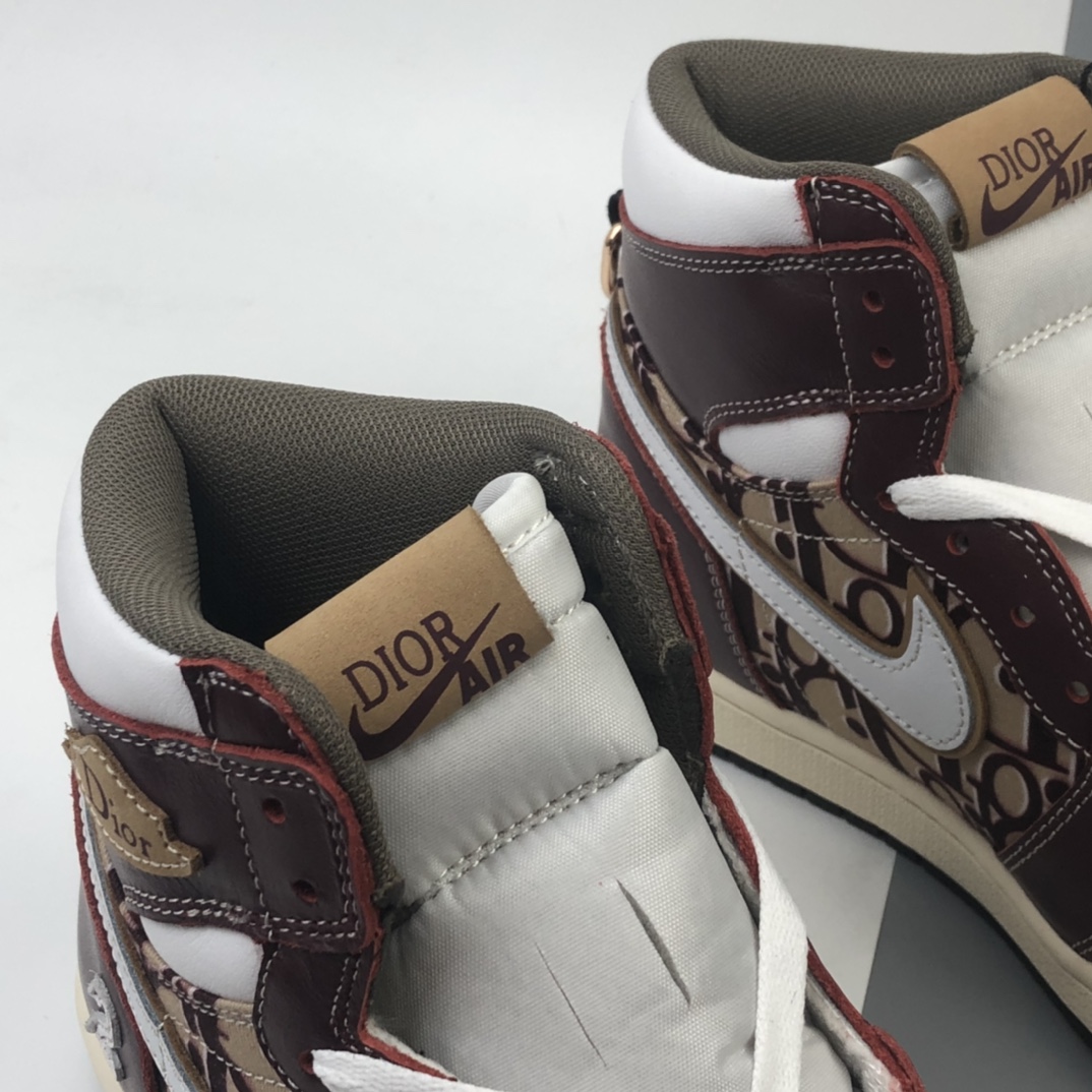 460 墨尔本的球鞋定制团队BespokeIND x Dior x Air Jordan 1 Custom”Air Dior” 砖红深棕黄白CD重影 AJ1乔丹一代经典高帮文化百搭休闲运动篮球鞋 CN8607-006