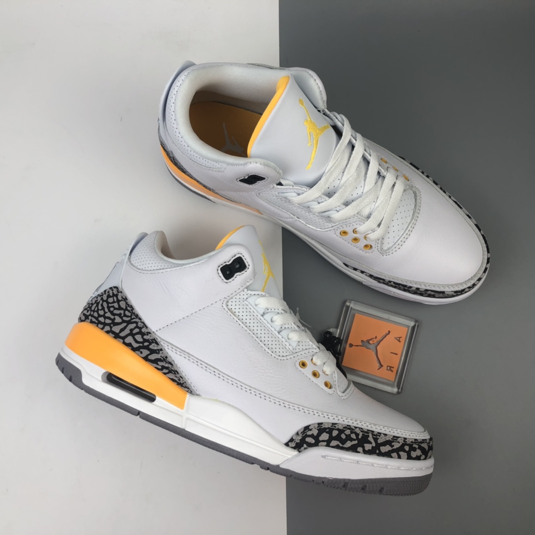 330 Air Jordan 3 Retro “Laser Orange” 白橙湖人 迈克尔·乔丹AJ3代中帮复古休闲运动文化篮球鞋 CK9246-108