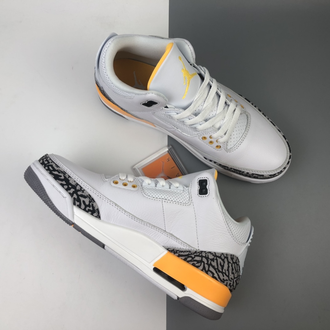 330 Air Jordan 3 Retro “Laser Orange” 白橙湖人 迈克尔·乔丹AJ3代中帮复古休闲运动文化篮球鞋 CK9246-108