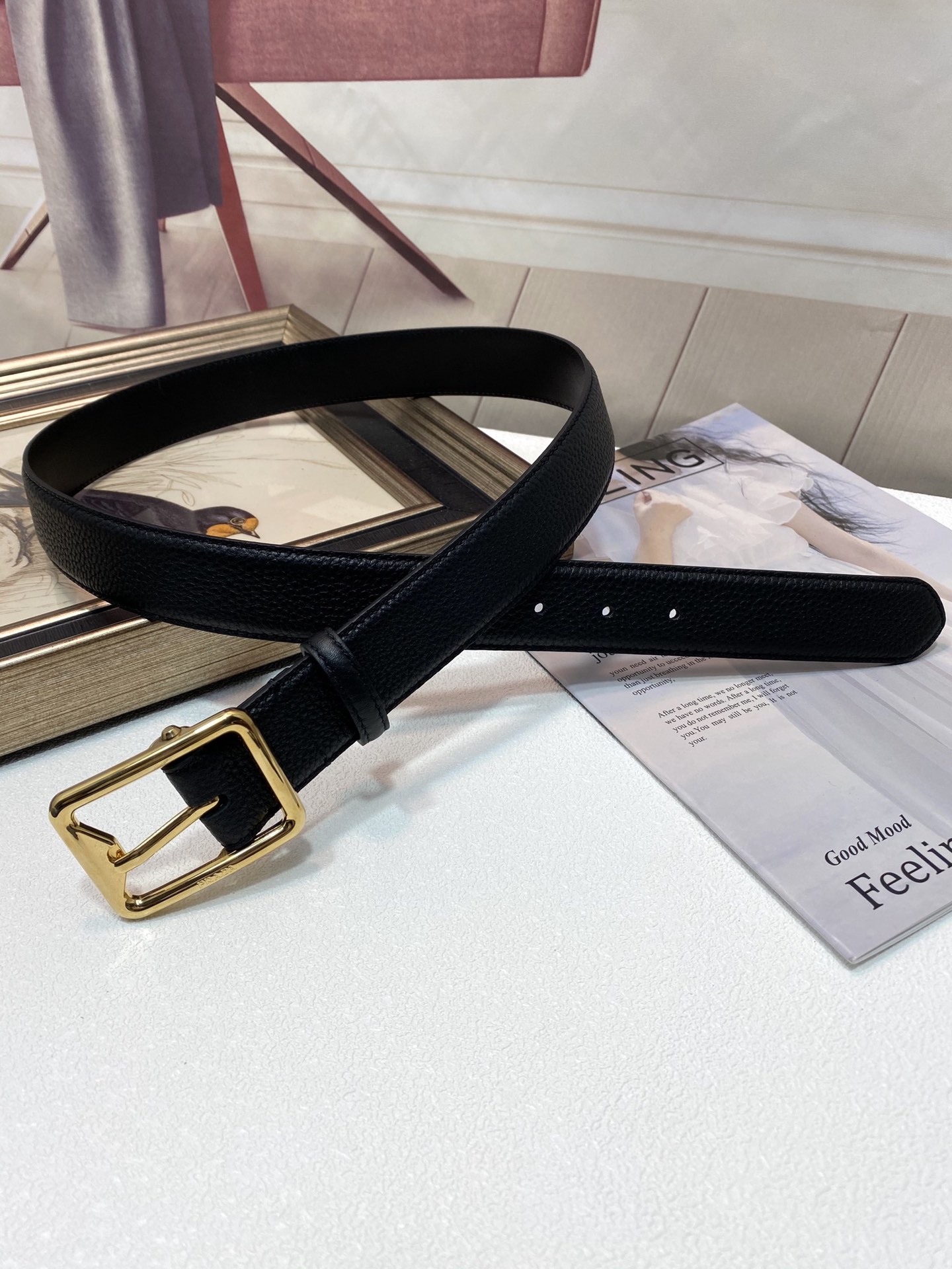 [Prada Belts]Prada: Original original first layer cowhide lychee pattern surfa
