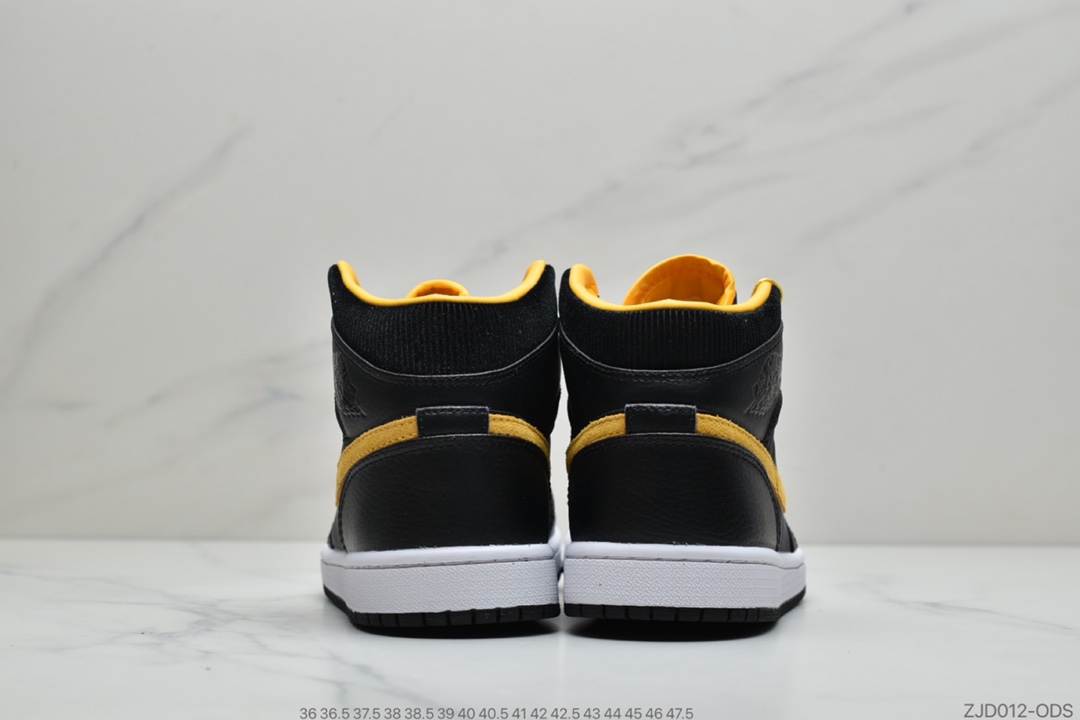 240 公司级Air Jordan 1 Mid AJ1乔1中帮文化“黑金灯芯绒”篮球鞋 CI9352-001