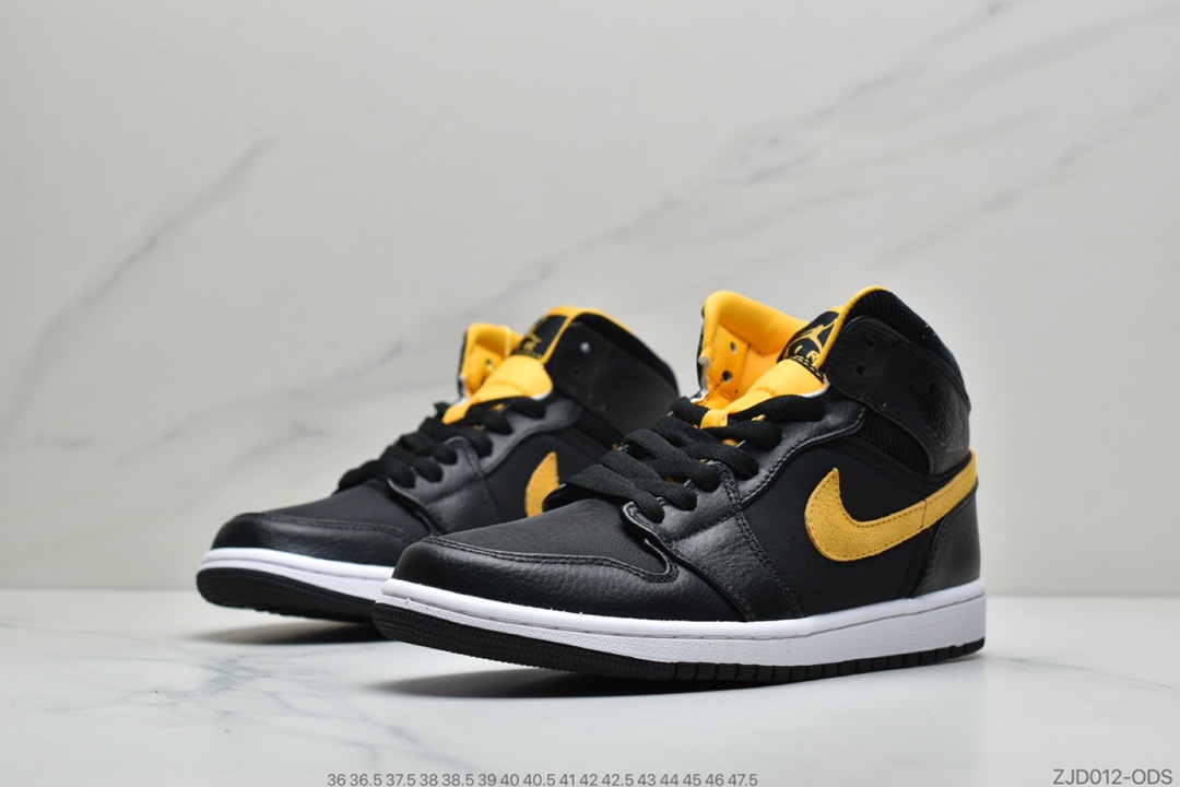 240 公司级Air Jordan 1 Mid AJ1乔1中帮文化“黑金灯芯绒”篮球鞋 CI9352-001