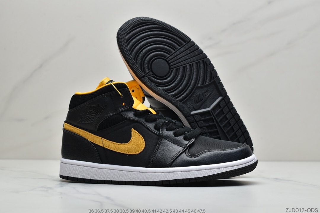 240 公司级Air Jordan 1 Mid AJ1乔1中帮文化“黑金灯芯绒”篮球鞋 CI9352-001