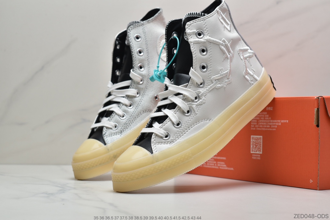 260 公司级Russell Westbrook x Air Jordan x Converse Chuck Translucent Midsole 1970 High”Why Not”经典改良冷硫技术水晶透明果冻高帮百搭板鞋“皮革白黑刺绣铁网”169628C