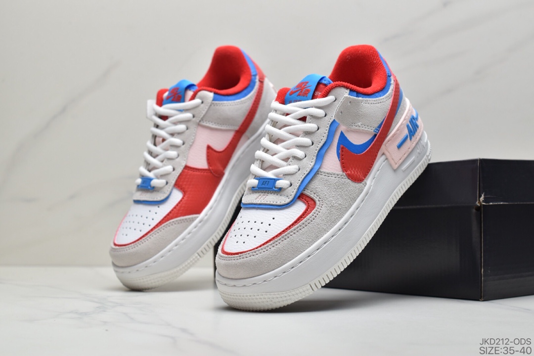 160 公司级耐克Nike WMNS Air Force 1 Shadow全新少女系解构主义设计 马卡龙灰白 Cu8591-101