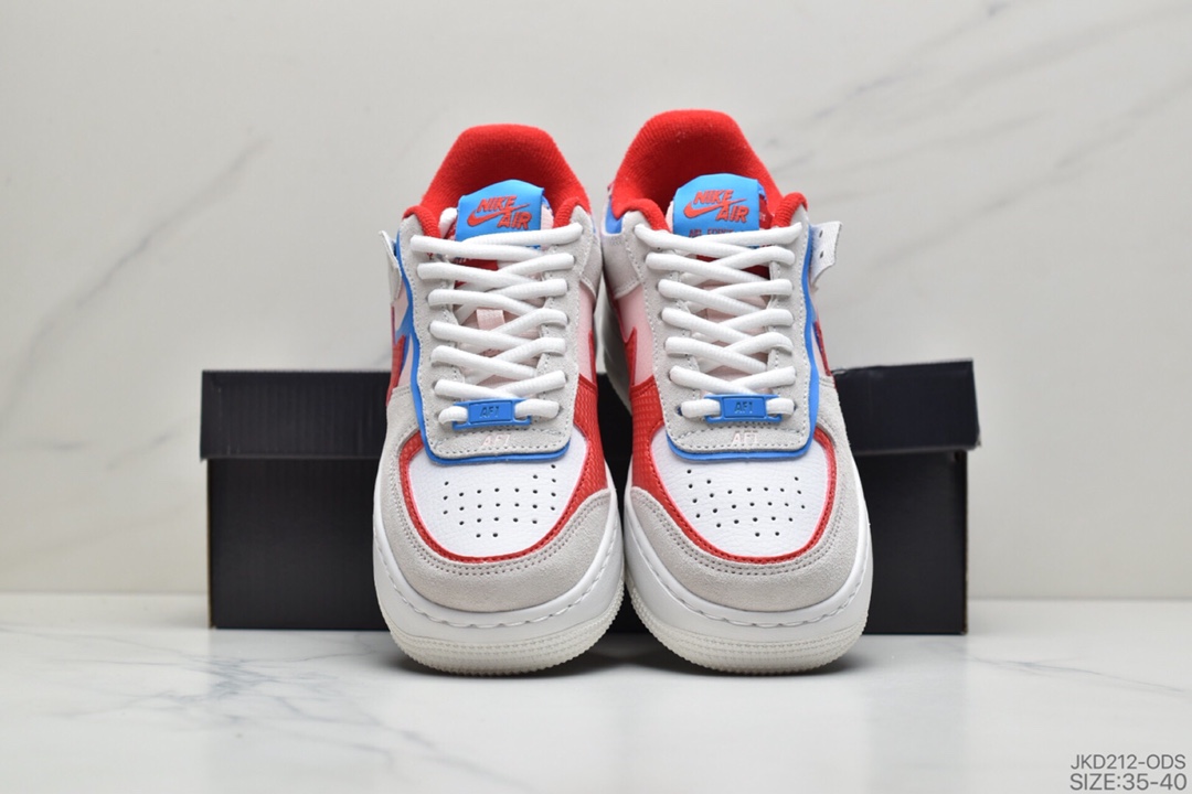 160 公司级耐克Nike WMNS Air Force 1 Shadow全新少女系解构主义设计 马卡龙灰白 Cu8591-101